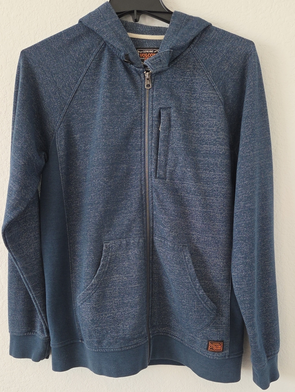 Volcom Men’s Heathered Navy Full-Zip Hoodie Sweater Large Skater High Quality